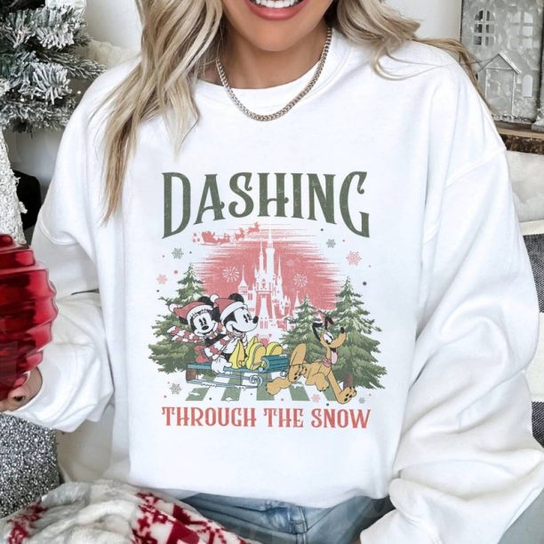 Mickey and Friends Dashing Through The Snow Sweatshirt, Mickey's Very Merry Christmas Party Shirt, Christmas Crew, Disneyland Christmas Sweatshirt