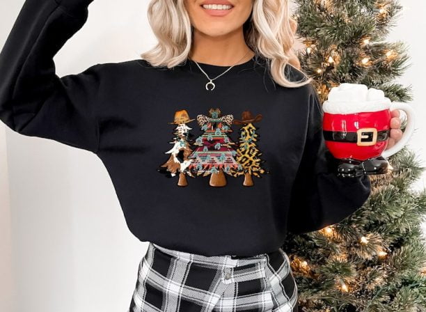 Christmas Cowboy Sweatshirt ,Western Santa Christmas Sweatshirt