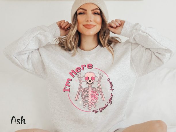 Funny Valentine Shirt Valentine Skeleton Sweatshirt