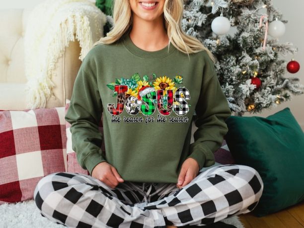 Jesus the Reason for the Season Plaid Sweatshirt