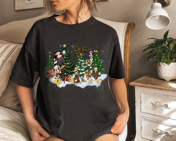 Disney Mickey And Friends Christmas Tree Comfort Color T-Shirt