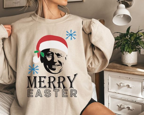 Ugly Christmas Sweater Happy Easter Joe Biden Funny Xmas Sweatshirt Unisex Sweater Party Christmas T-Shirt Funny Biden Shirt Funny Ugly Tee