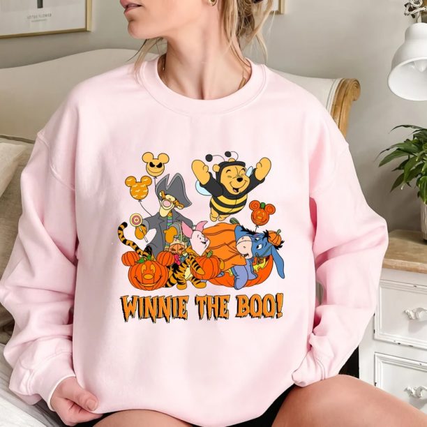 Disney Winnie The Pooh Halloween Costume Sweatshirt, Winnie The Boo Vampire Witch Halloween Mickey Balloon Shirt, Disney Spooky Season Shirt