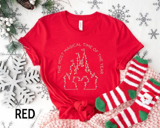 Magic Kingdom Disney Christmas tshirt, Disney Castle Shirt, Christmas Gifts, Mickey Christmas tshirt, Disneyland Family Vacation