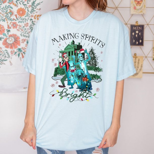 Making Spirits Bright, Disney Christmas Shirt, Hitchhiking Ghosts Haunted Mansion Shirt, Disney Inspired Shirt, Disneyland Shirt