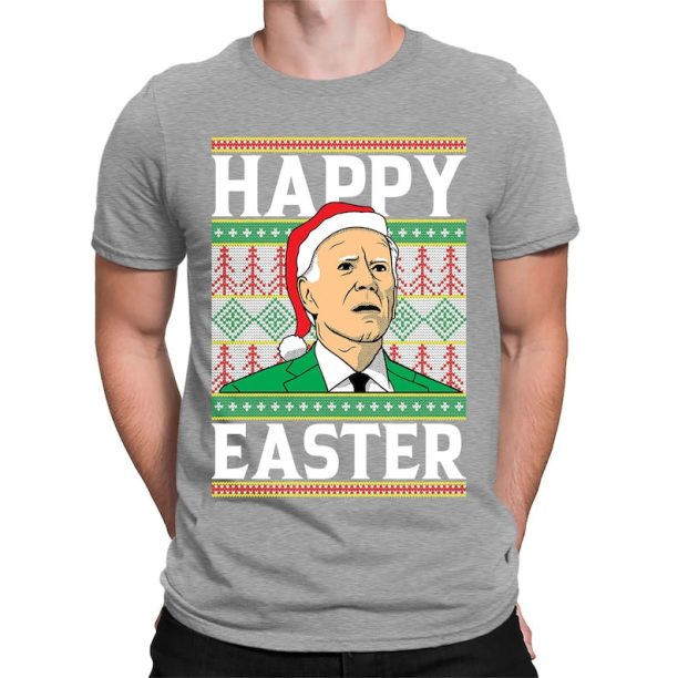 Happy Easter Hilarious Sleepy Confused Joe Biden Happy Holidays Merry Christmas Jolly Santa Claus Political Liberal Men's T-shirt