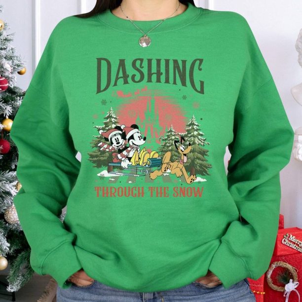 Mickey and Friends Dashing Through The Snow Sweatshirt, Mickey's Very Merry Christmas Party Shirt, Christmas Crew, Disneyland Christmas Sweatshirt