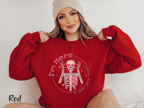 Funny Valentine Shirt Valentine Skeleton Sweatshirt