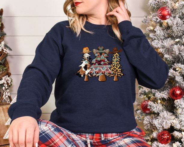 Christmas Cowboy Sweatshirt ,Western Santa Christmas Sweatshirt