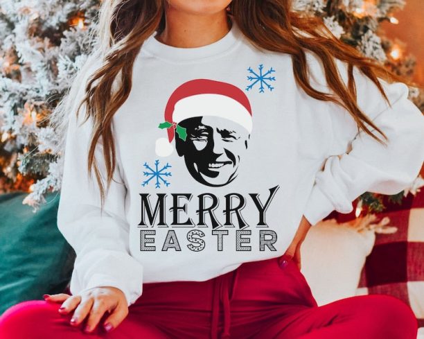 Ugly Christmas Sweater Happy Easter Joe Biden Funny Xmas Sweatshirt Unisex Sweater Party Christmas T-Shirt Funny Biden Shirt Funny Ugly Tee