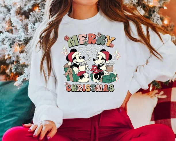 Mickey And Minnie Christmas Sweatshirt, Disney Christmas Vintage Sweatshirt, Disney Family Christmas Sweatshirt, Christmas Gift, Christmas Tee