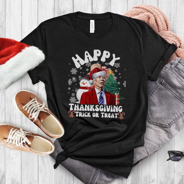 Happy Thanksgiving Trick or Treat, Joe Biden Santa Christmas T-Shirt Unisex Santa Joe Biden Funny Biden Ugly Christmas ,Funny Joe