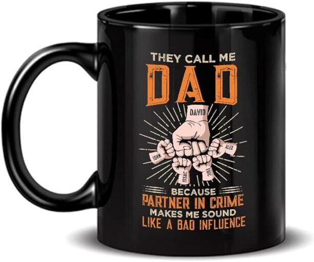 Personalized To My Dad Father Coffee Mug From Daughter Son They Call Me Dad Fist Bump Partner Custom Name Black Ceramic