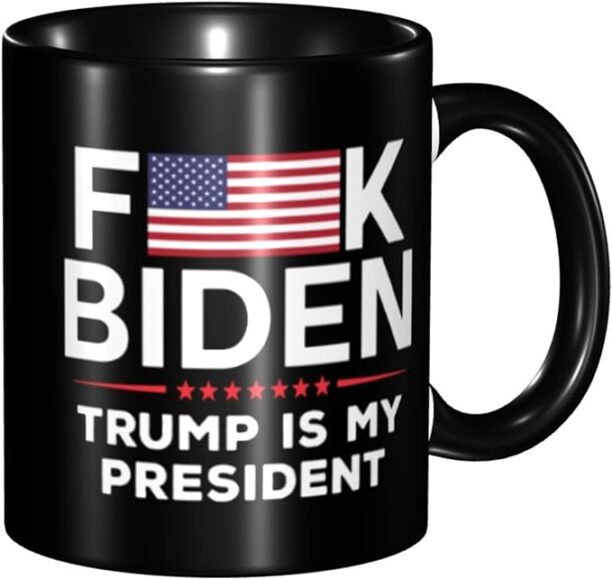 SwpWab Fuck Biden Trump is My President Funny Coffe Mug Ceramic Tea Cups Travel Mugs Drink For Work Home Office