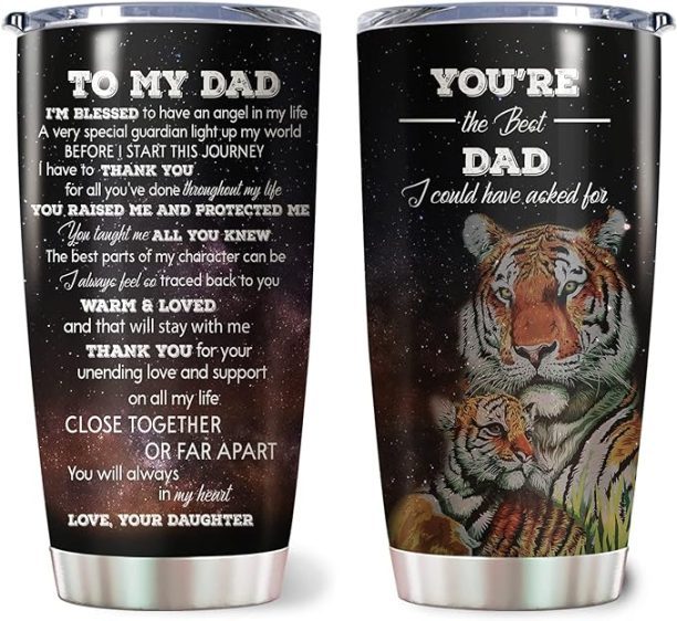 DesDirect Store Personalized To My Dad Tiger Son Tumbler, Fathers Day, Valentines Day, Christmas