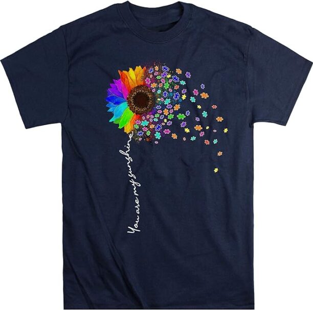 Sunflower Puzzle Piece Autism Shirt, Autism Awareness Shirt, You are My Sunshine, Autistic Pride Shirt, Autism Shirt