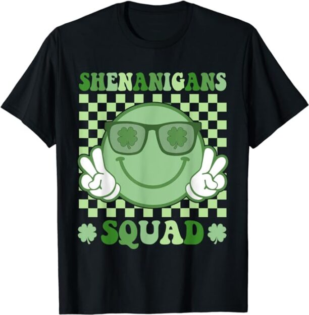 Shenanigans Squad St Patricks Day Smile Green Proud Irish T-Shirt