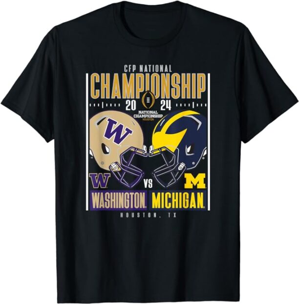 Washington vs Michigan 2024 CFP National Championship Helmet T-Shirt