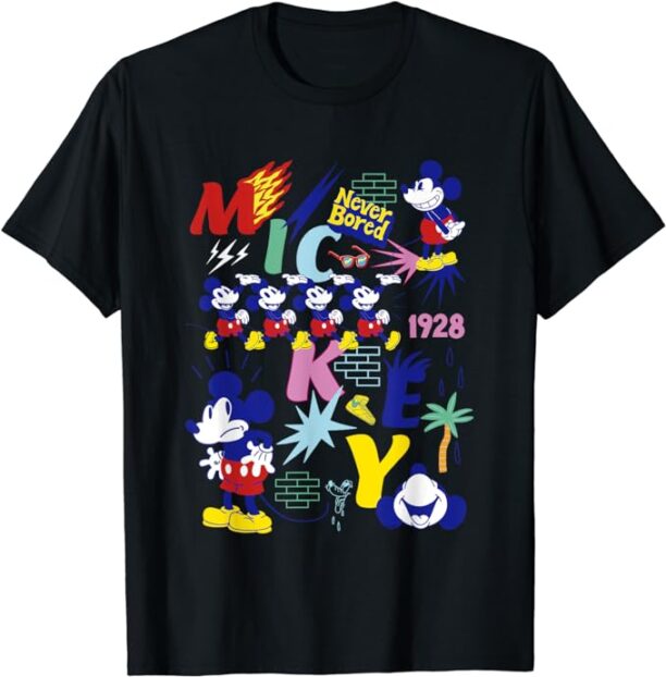 Disney Mickey Mouse Vintage Never Bored T-Shirt