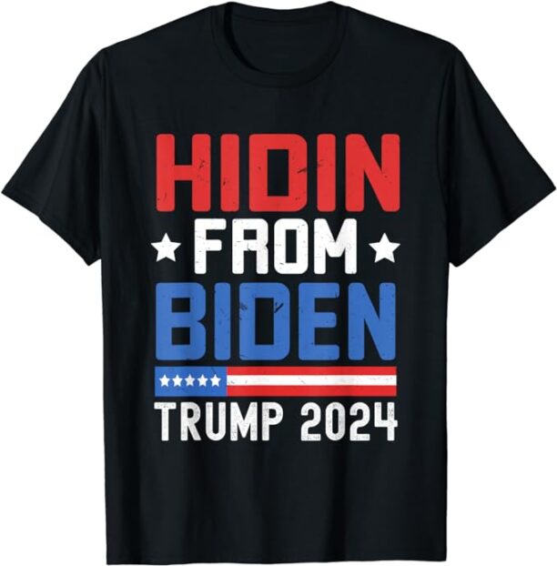 Hidin From Biden Kids Men Trump 2024 Funny Anti Joe Biden T-Shirt