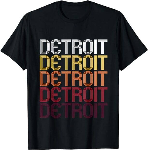 Detroit, MI, Vintage Style Michigan T-shirt