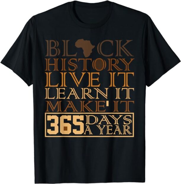 Black History Month 2024 Live It Learn It Make It 365 Days T-Shirt