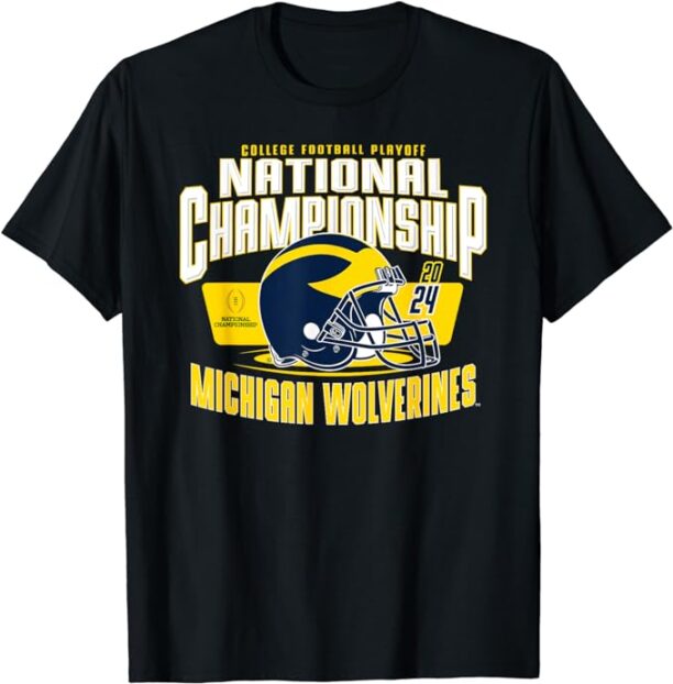 Michigan Wolverines 2024 CFP National Championship Helmet T-Shirt