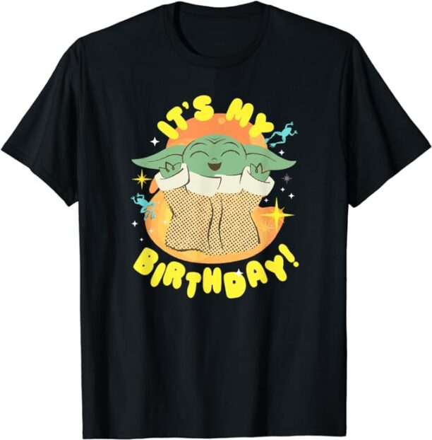 Star Wars Mandalorian Grogu Happy Frogs It’s My Birthday T-Shirt