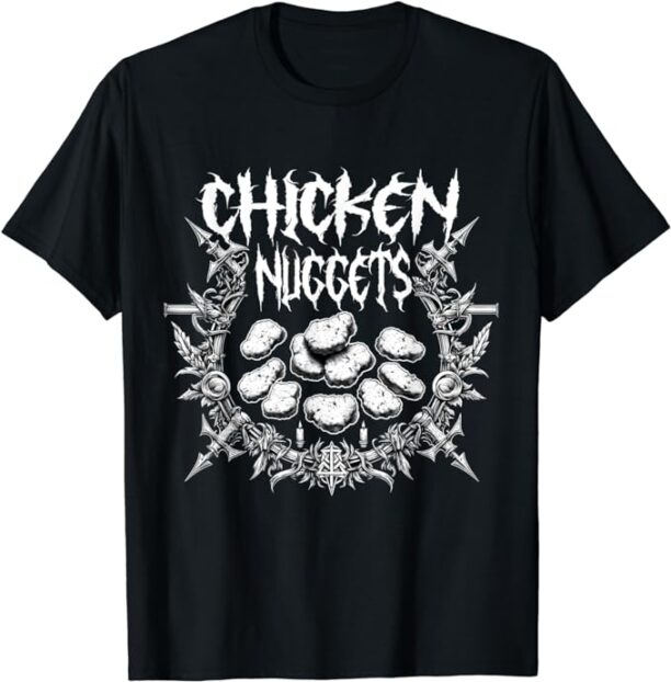 Death Metal Music Chicken Nuggets Goth Black Aesthetic Nugs T-Shirt