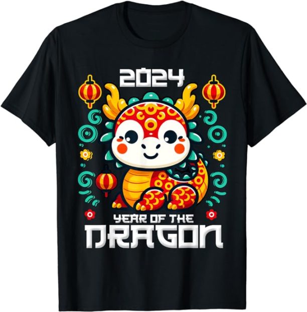 Chinese New Year 2024 Shirt Kids Year of The Dragon 2024 T-Shirt