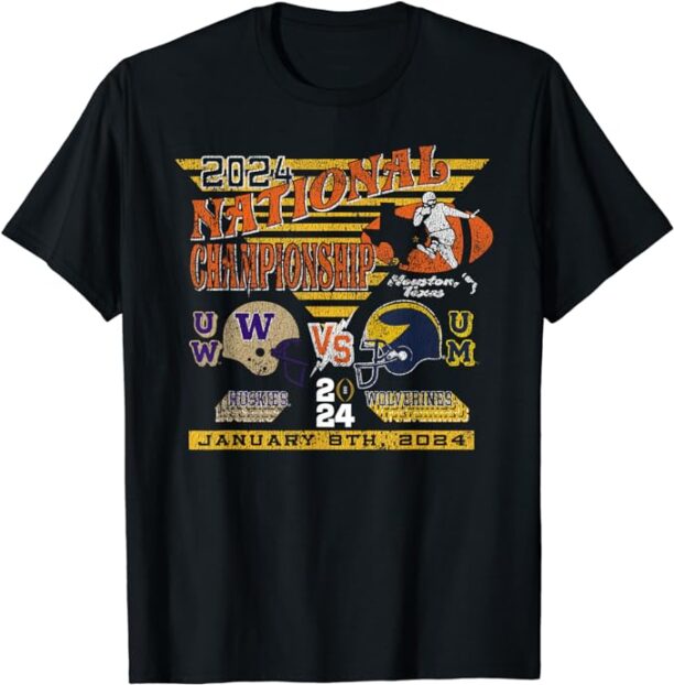 Washington v Michigan 2024 CFP National Championship Retro T-Shirt