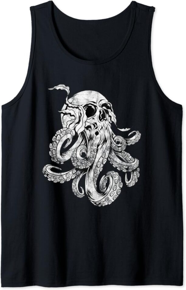 Octopus Skull Monster Kraken Cthulhu Skull for Men Women Tank Top