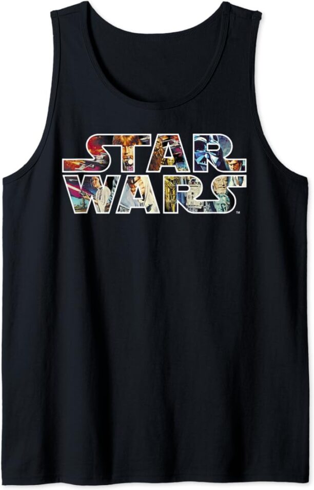 Star Wars Vintage Scene Build-Up Fill Logo Tank Top