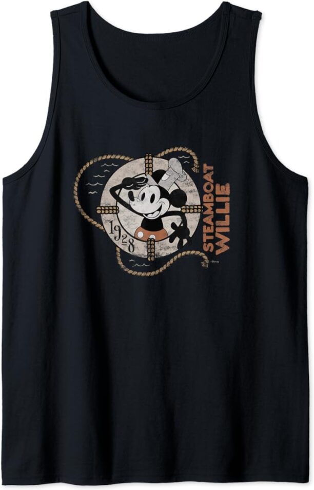 Disney 100 Mickey Mouse Steamboat Willie Distressed D100 Tank Top