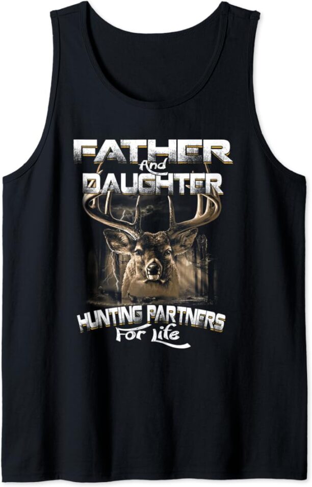 Funny Gift Tee Father and Daughter Hunting Partners For Life Tank Top