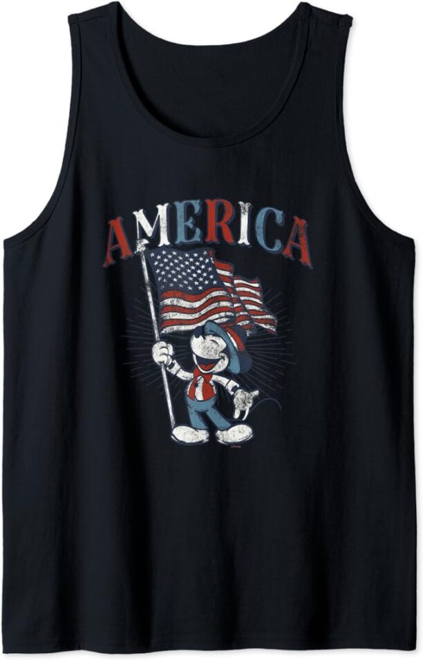 Disney Mickey Mouse with American Flag USA Fourth of July Tank Top