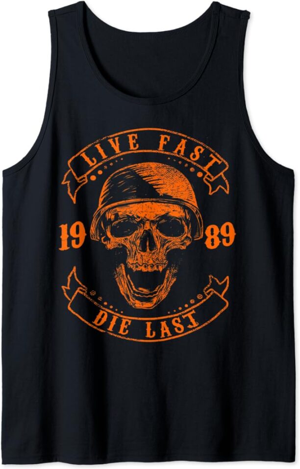 Live Fast Die Last Skull Motorcycle Biker Tank Top