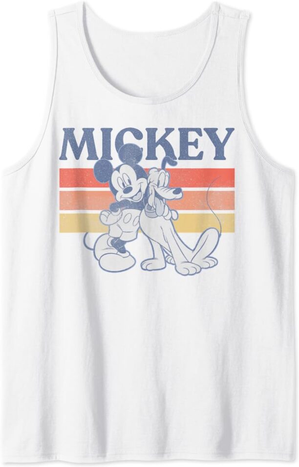 Disney Mickey And Friends Mickey And Pluto Retro Line Tank Top