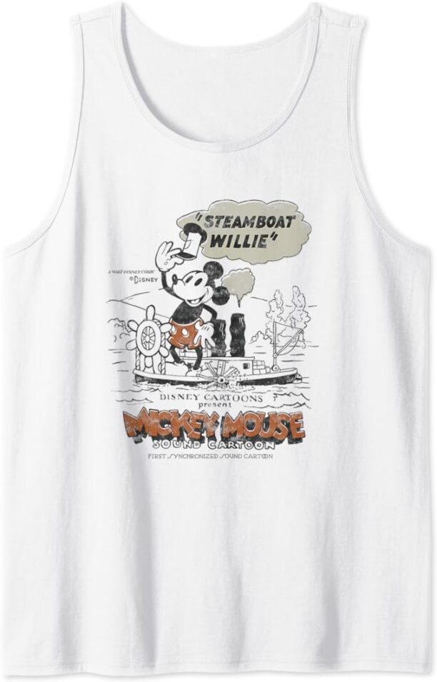 Disney 100 Mickey Mouse Steamboat Willie Sound Cartoon D100 Tank Top