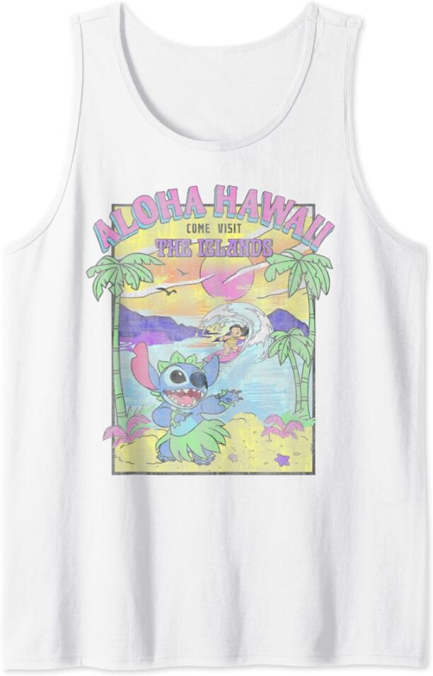 Disney Lilo & Stitch Aloha Hawaii Come Visit The Islands Tank Top