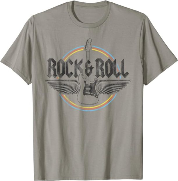 Retro Vintage Rock & Roll Guitar Wings Music Concert Band T-Shirt