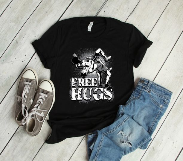 Free Hugs Wrestling Shirt, Custom Wrestling Gift, Freestyle Wrestling Team Hoodie, High School Wrestling, Greco Roman