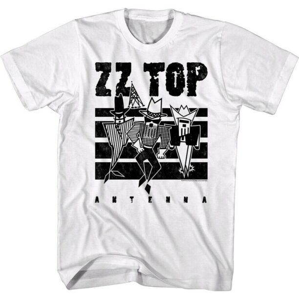 ZZ Top Men's T-shirt Antenna Album Cover Graphic Tee 1994 CD Art Live Concert Merch Vintage Rock Band Concert Tour Merch