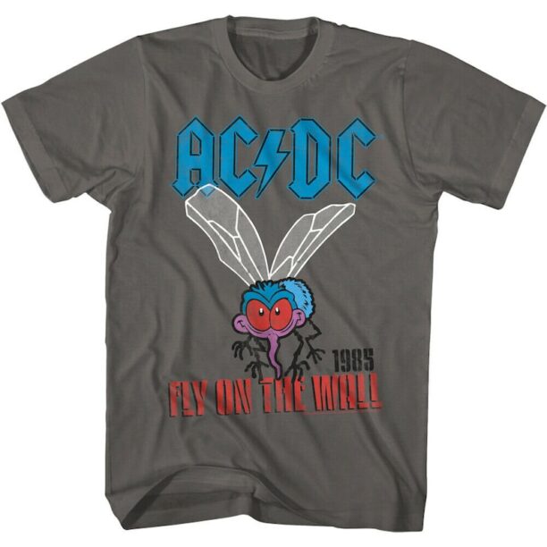 AC/DC Men's T-Shirt Fly on the Wall Album Cover Graphic Tee ACDC Concert Tour 1985 Rock Band Tee Music Merch Official