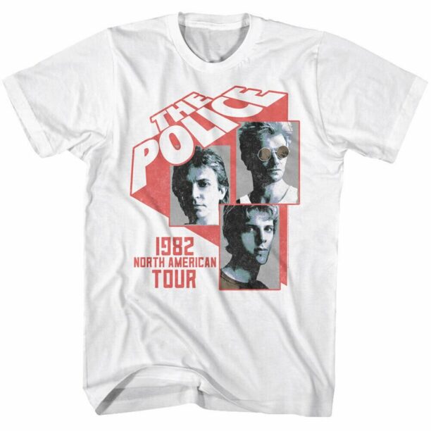 The Police Men's T-Shirt Sting North American Tour 1982 Graphic Tee Vintage Rock Band Concert T-shirt