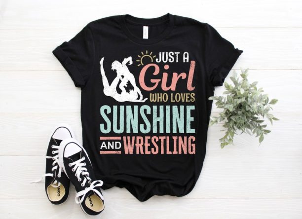 Wrestling Girl Wrestlers Sport Vintage Wrestler Gift Cute T-Shirt, High School Tee , College Professional Tee