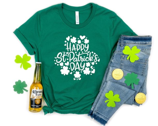 Happy St. Patricks Day with Shamrock Shirt, Happy St Patricks Day Shirt, Shamrock Shirt, Leopard Shamrock, Lucky Shirt