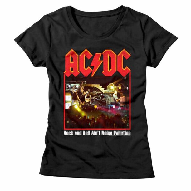 ACDC Women's T-Shirt Rock and Roll Ain't Noise Pollution Graphic Tee Heavy Metal Band Vintage Concert T-shirt Music