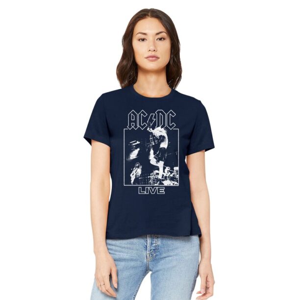 ACDC Women's T-Shirt Monsters of Rock AC DC Live Concert Album Cover Graphic Tee Vintage Heavy Metal Rock Band T-Shirt