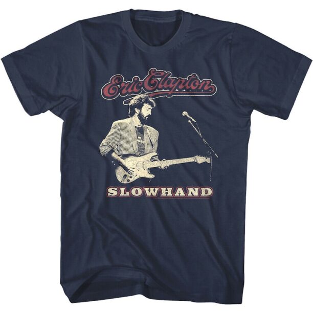 Eric Clapton Music Shirt Slowhand Album Rock Music Tee Guitarist Legend Rockstar Music Tour T-shirt Concert Men's Blue T